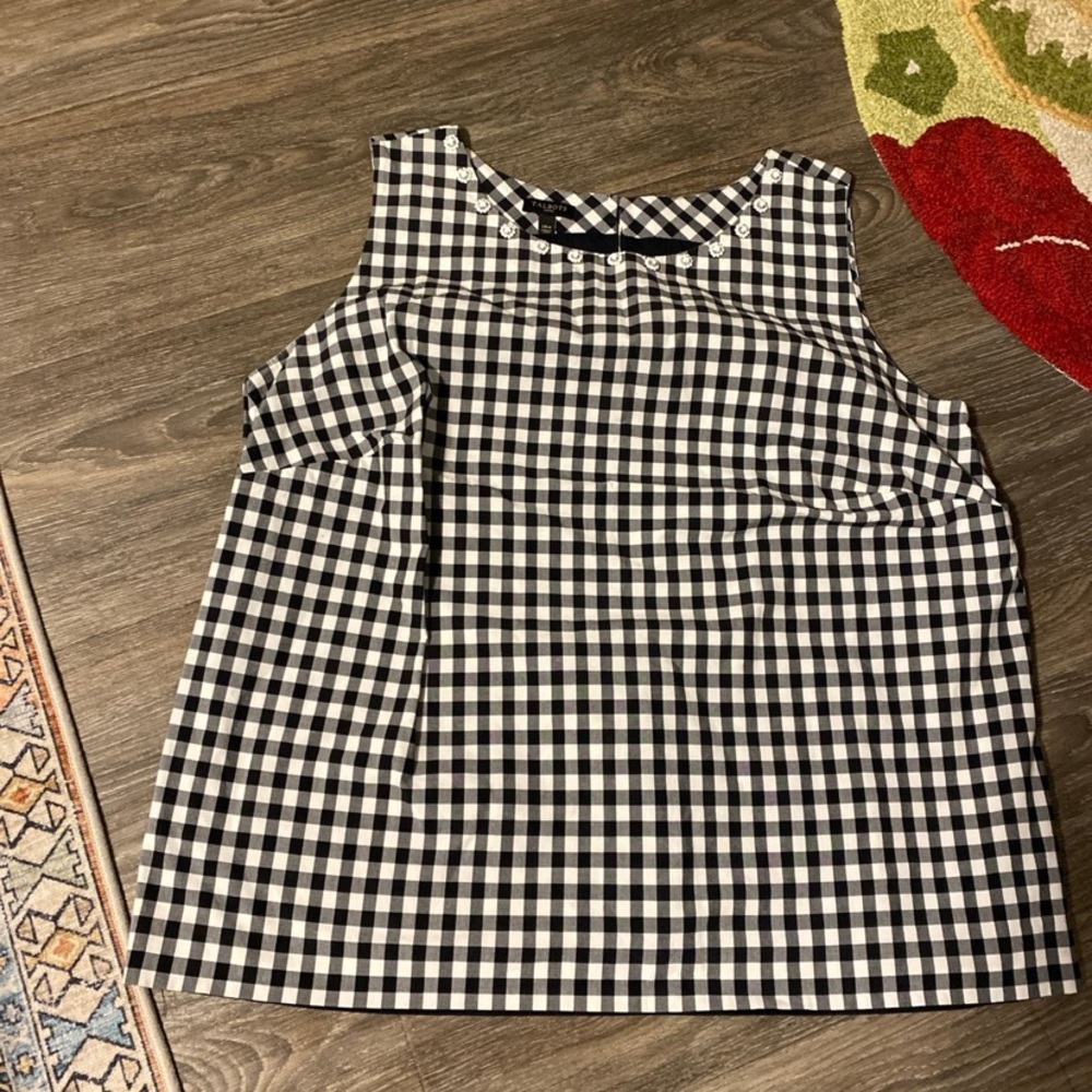 Talbots Black and White Checkered Sleeveless Top; size 14W